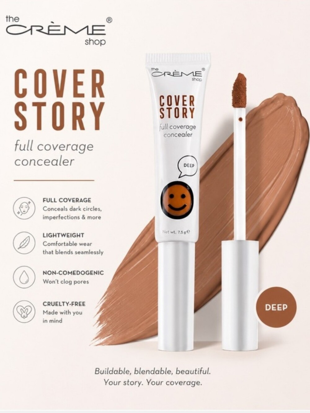 The Creme Shop Cover Story Full Coverage Concealer - Shade Deep